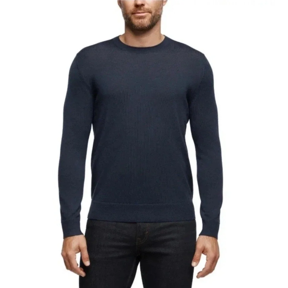 Banana Republic Navy 100% Merino Wool Crewneck Lightweight Sweater‎ Size XL